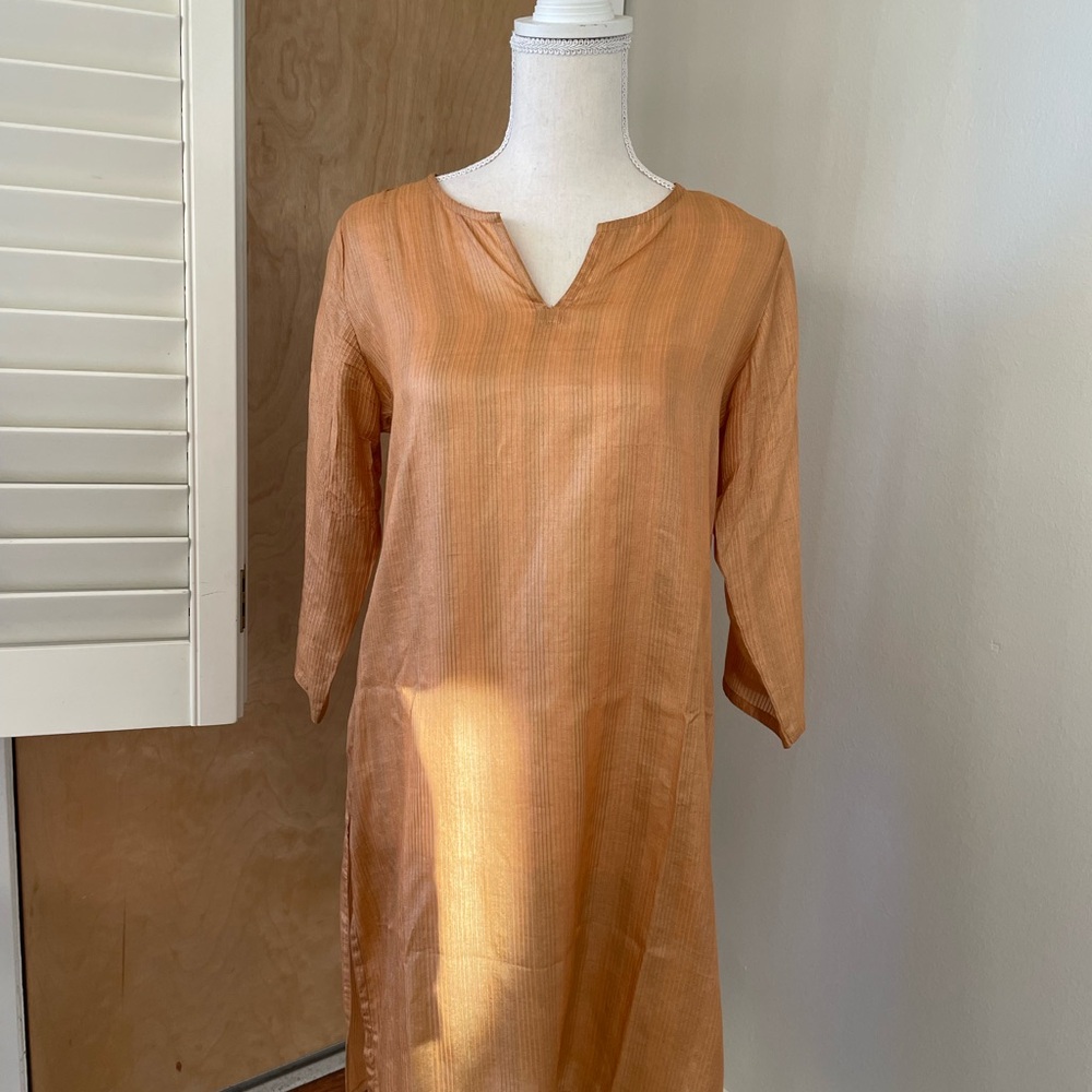 Gold and light orange silk tunic kurti top